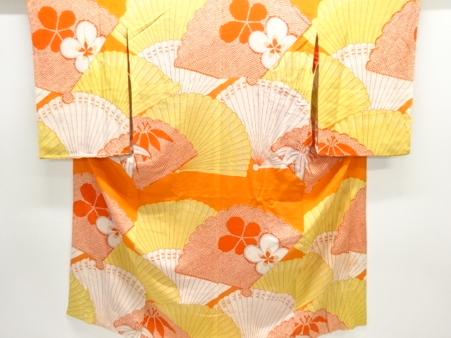 JAPANESE KIMONO / ANTIQUE JUBAN / SILK / KINSHA / UME & BAMBOO GRASS